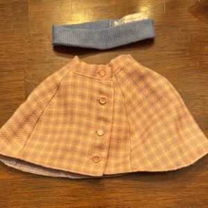 American Girl plaid pink cozy poncho caplet Cape with Blue Headband